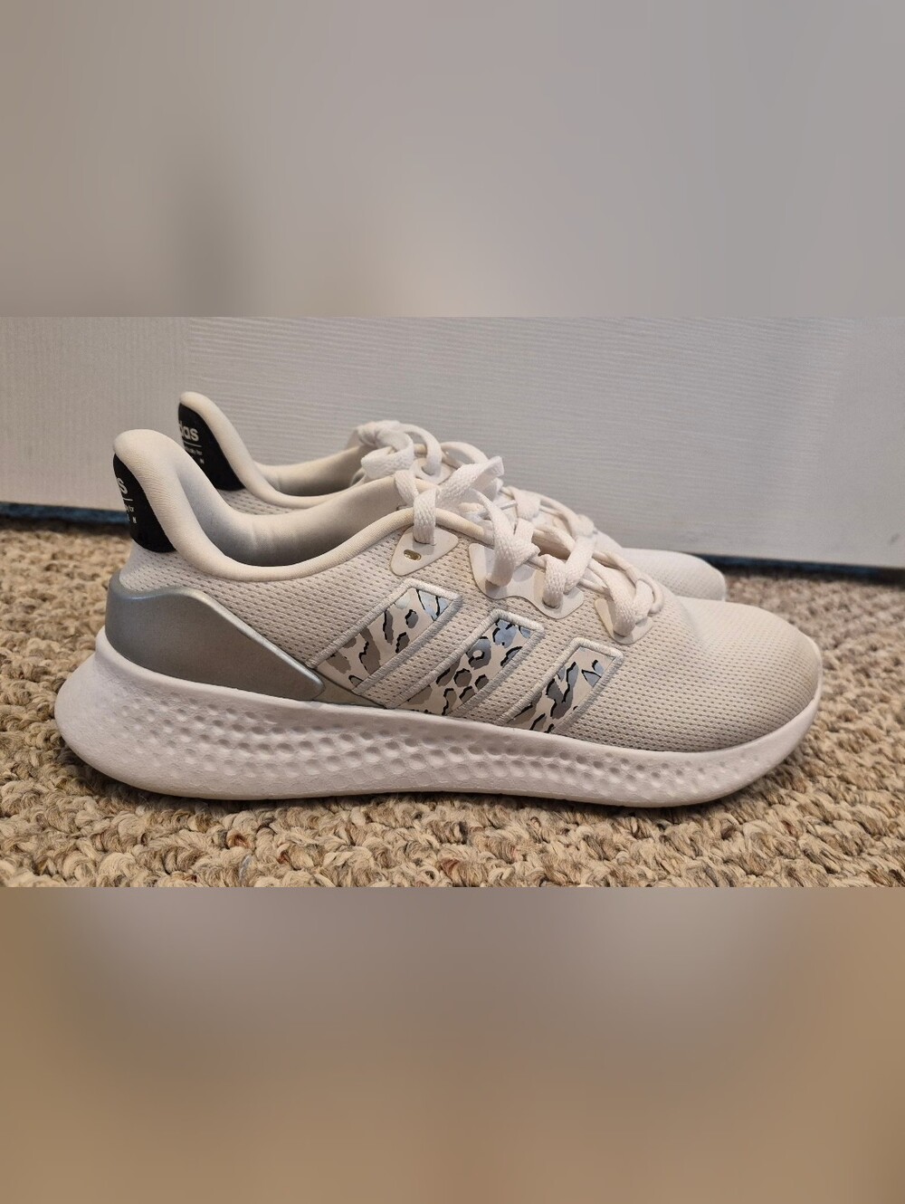 Adidas Puremotion SE GW9791 Cloudfoam Sneakers White Gray Leopard Women's Size 8